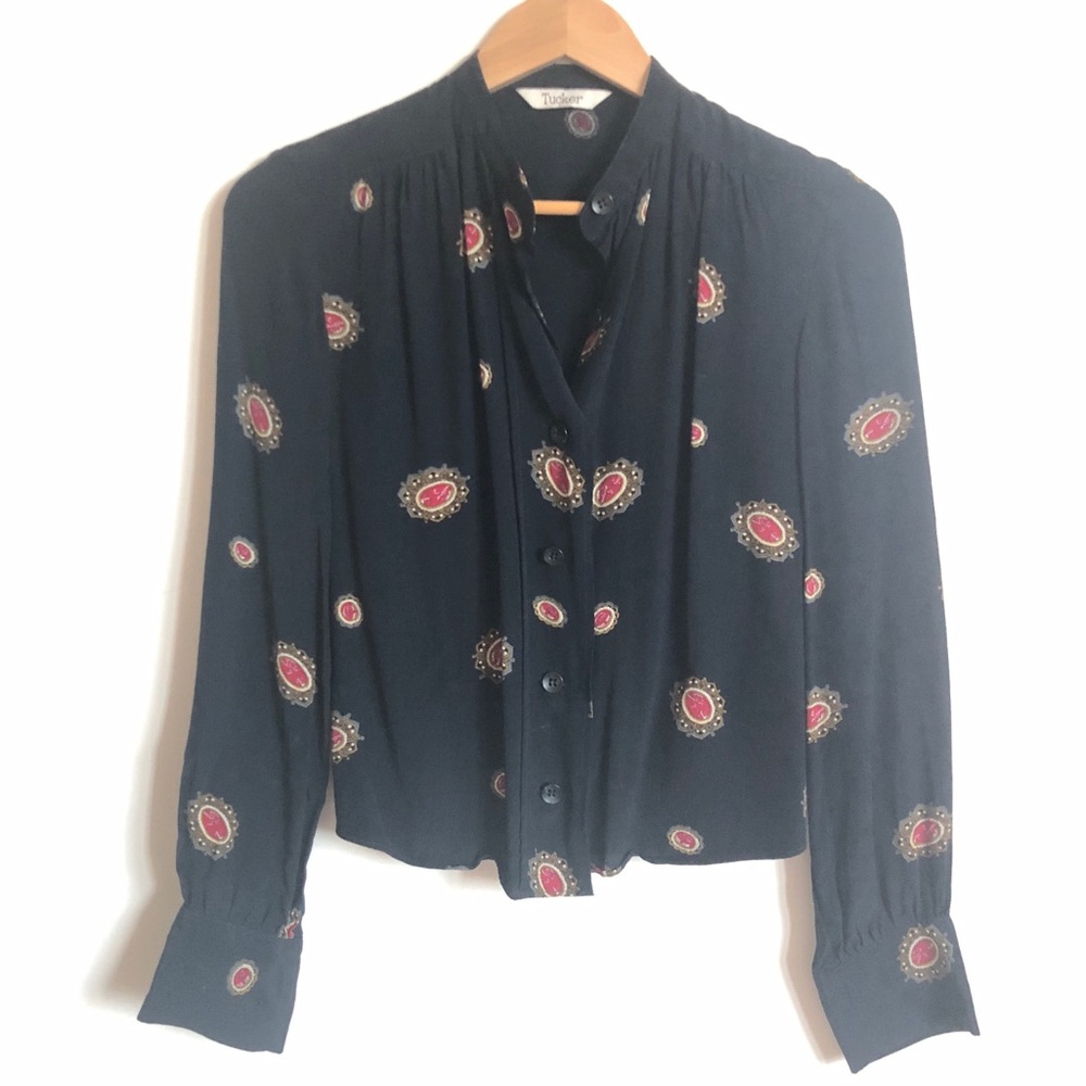 Dark Navy/ Black ish blouse top button up
